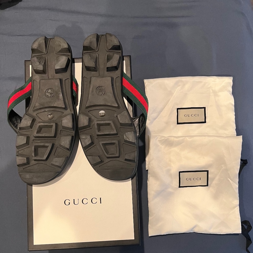 Gucci Men’s web and leather thong sandal